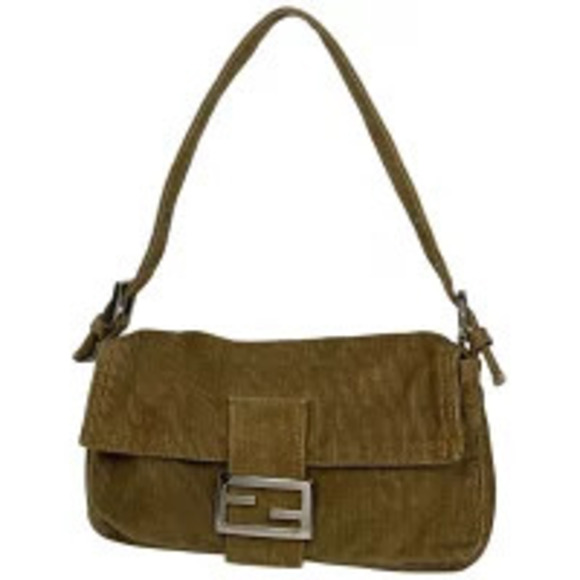 Fendi Handbags - Fendi Zucca Mamma Baguette Handbag Hobo Bag Corduroy Beige
